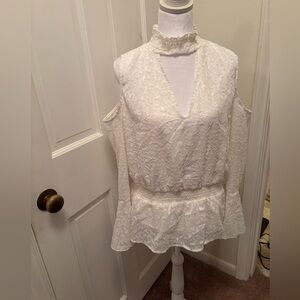 Willow Drive Chic White Lace Women's Blouse
Lace surrounds a high neck